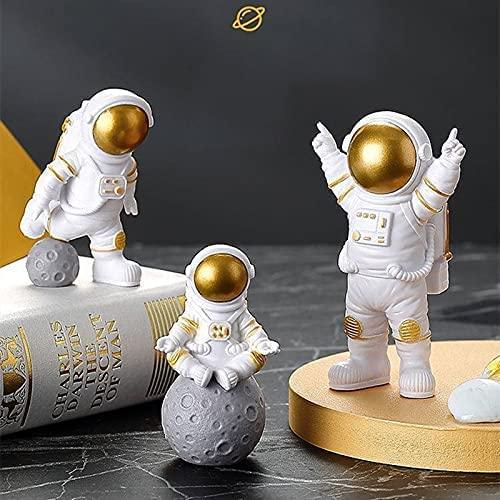 Astronaut Spaceman Statue Ornaments – Set of 3 (Golden)
