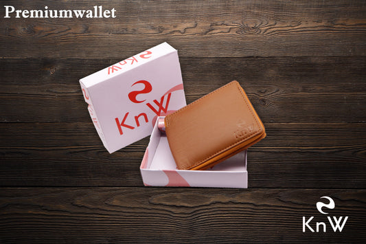 KnW Leather Wallet – Tan, Round Zip
