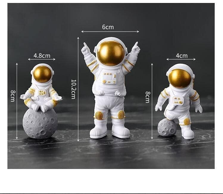 Astronaut Spaceman Statue Ornaments – Set of 3 (Golden)
