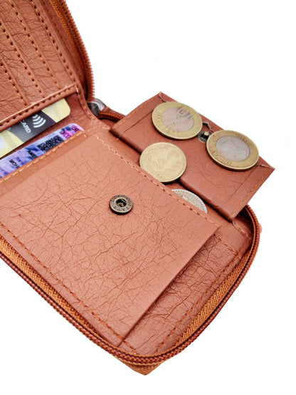 KnW Leather Wallet – Tan, Round Zip