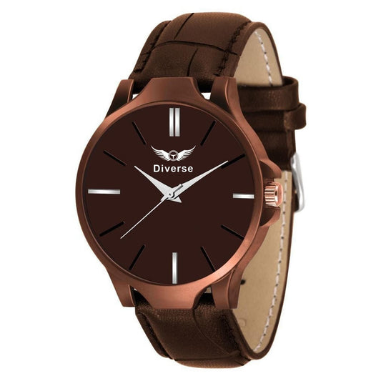 Men's Analog Leather Watch in Brown