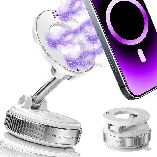 Compact 360° Adjustable Magnetic Phone Holder with Vacuum Suction - Perfect for On-the-Go!